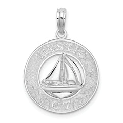 De-Ani Sterling Silver Rhodium-Plated Mystic Connecticut Circle with Sailboat Pendant