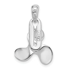 De-Ani Sterling Silver Rhodium-Plated Polished Moveable 3D Propeller Pendant