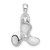 De-Ani Sterling Silver Rhodium-Plated Polished Moveable 3D Propeller Pendant
