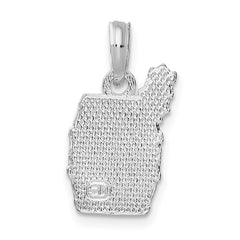 De-Ani Sterling Silver Polished Wine Barrel with Grapes Pendant