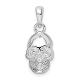 De-Ani Sterling Silver Rhodium-Plated Polished 3D Skull Pendant