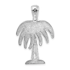 De-Ani Sterling Silver Rhodium-Plated Polished Charleston Palm Tree Pendant