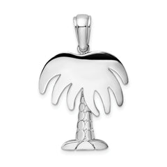 De-Ani Sterling Silver Rhodium-Plated Polished Charleston Palm Tree Pendant