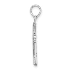 De-Ani Sterling Silver Rhodium-Plated Polished Striped Border Latin Cross Pendant