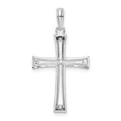 De-Ani Sterling Silver Rhodium-Plated Polished Tapered Center Cross Pendant