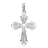 De-Ani Sterling Silver Rhodium-Plated Polished Heart Cross Pendant