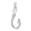 De-Ani Sterling Silver Rhodium-plated Polished 3D Large Fish Hook with Rope Pendant