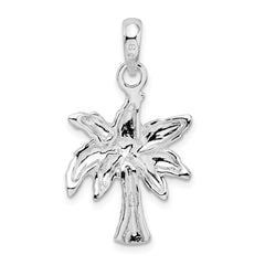 De-Ani Sterling Silver Rhodium-Plated Polished Palm Tree Pendant