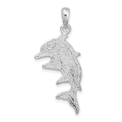 De-Ani Sterling Silver Rhodium-Plated Polished Double Dolphins Pendant