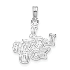 De-Ani Sterling Silver Rhodium-plated Polished I LOVE YOU Pendant