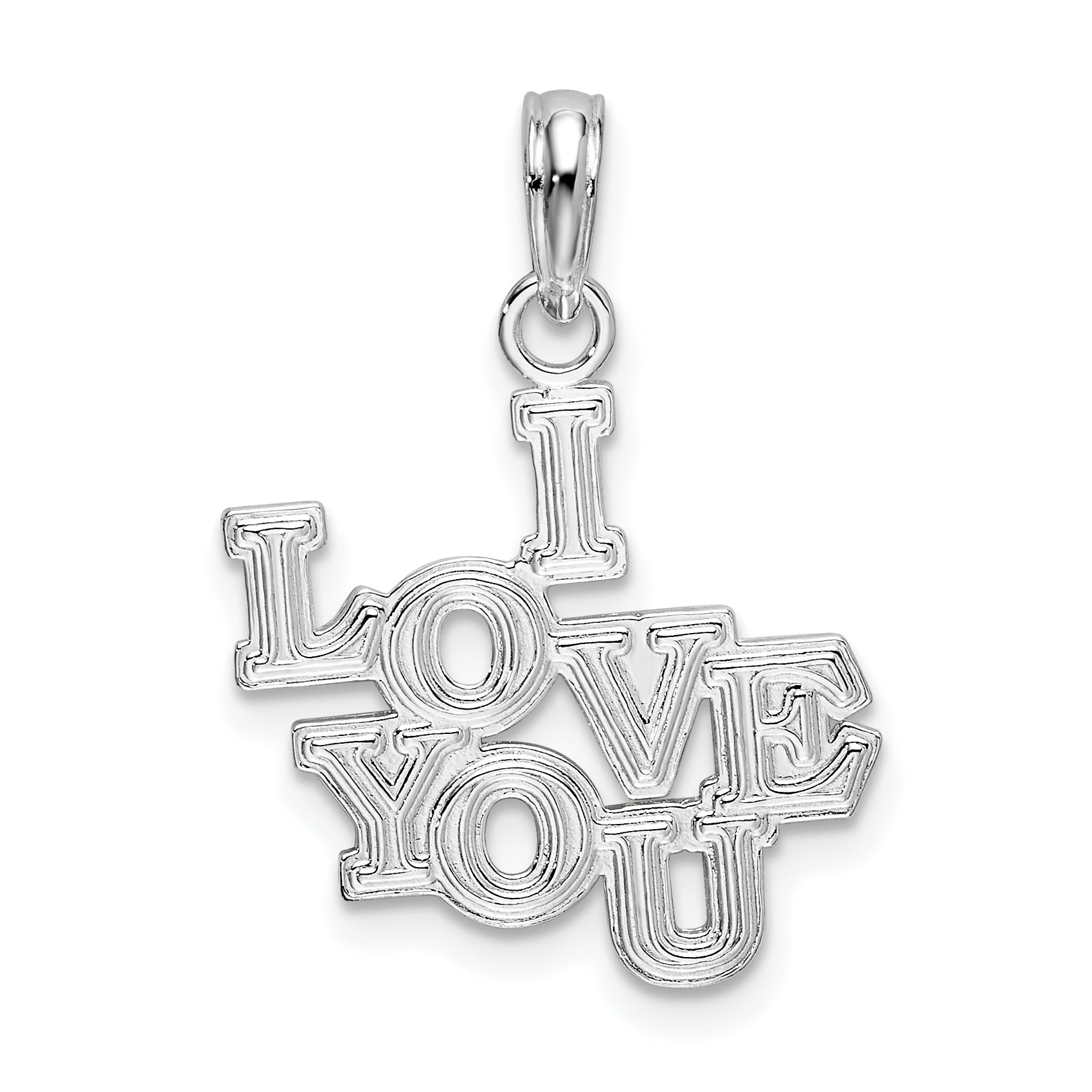 De-Ani Sterling Silver Rhodium-plated Polished I LOVE YOU Pendant