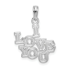 De-Ani Sterling Silver Rhodium-plated Polished I LOVE YOU Pendant