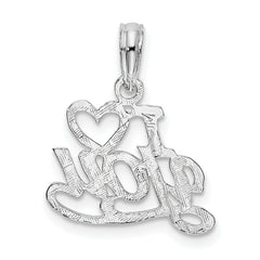 De-Ani Sterling Silver Rhodium-plated Polished I HEART YOU Script Pendant