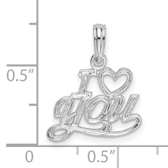 De-Ani Sterling Silver Rhodium-plated Polished I HEART YOU Script Pendant