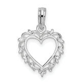 De-Ani Sterling Silver Rhodium-plated Polished Lacey Edge Open Heart Pendant