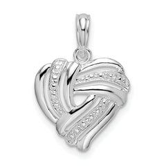 De-Ani Sterling Silver Rhodium-plated Polished Wrap Design Heart Pendant