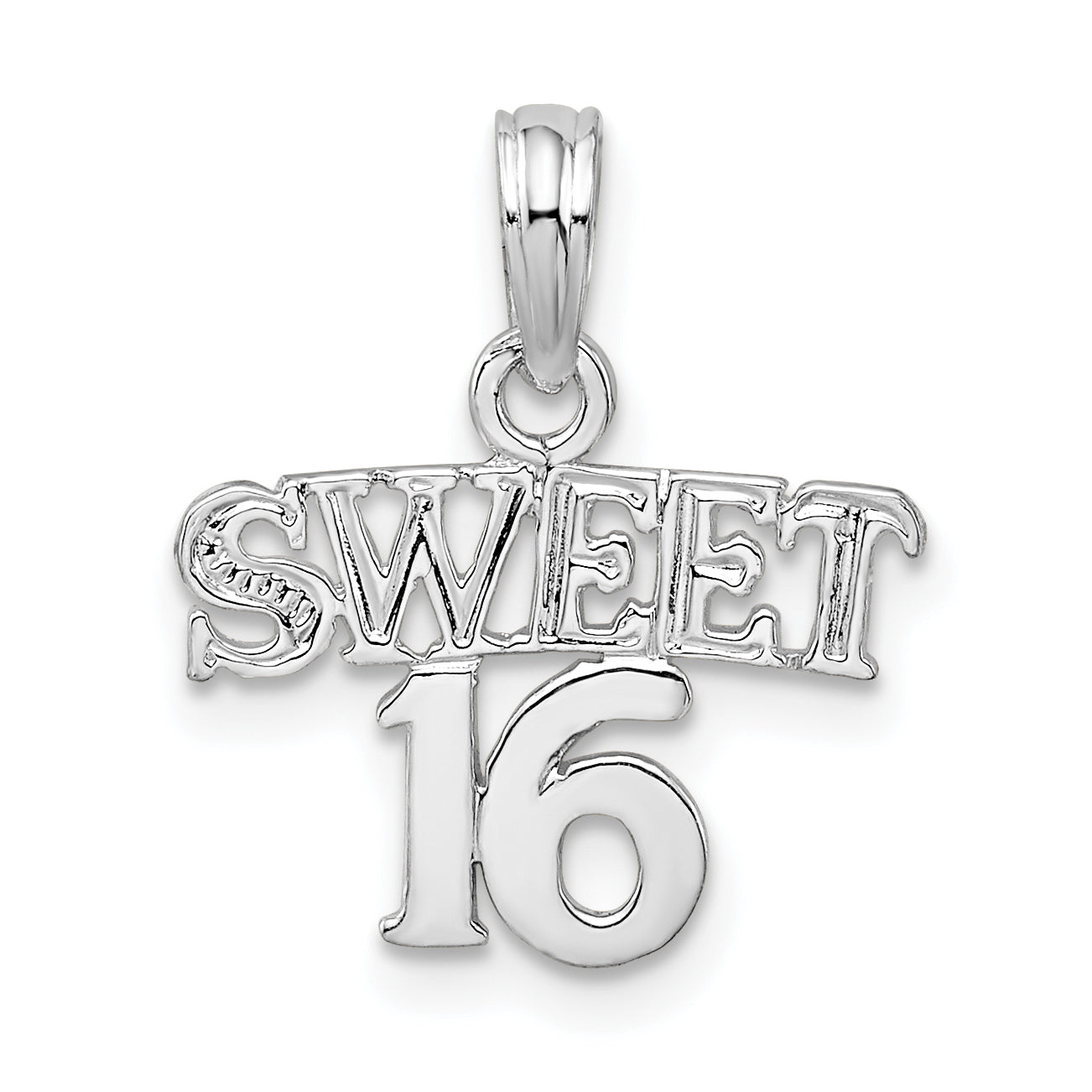 De-Ani Sterling Silver Rhodium-plated Polished SWEET 16 Pendant