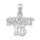 De-Ani Sterling Silver Rhodium-plated Polished SWEET 16 Pendant