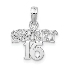 De-Ani Sterling Silver Rhodium-plated Polished SWEET 16 Pendant