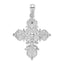 De-Ani Sterling Silver Rhodium-plated Polished and Textured Fleur de Lis Cross Pendant