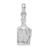 De-Ani Sterling Silver Rhodium-Plated Polished Cheese Board with Knife Pendant
