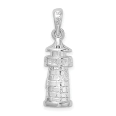 De-Ani Sterling Silver Rhodium-Plated Polished 3D Lighthouse Pendant