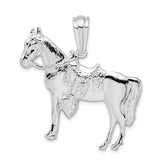 De-Ani Sterling Silver Rhodium-Plated Polished Horse with Saddle Pendant
