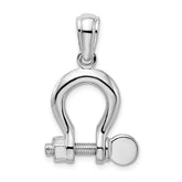 De-Ani Sterling Silver Rhodium-Plated Polished 3D Large Shackle Link Pendant