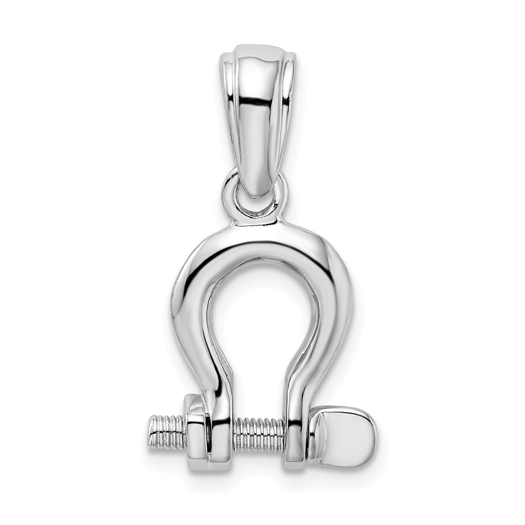 De-Ani Sterling Silver Rhodium-Plated Polished 3D Medium Shackle Link Pendant