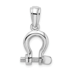 De-Ani Sterling Silver Rhodium-Plated Polished 3D Medium Shackle Link Pendant