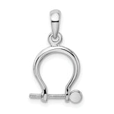 De-Ani Sterling Silver Rhodium-Plated Polished 3D Small Shackle Link Pendant