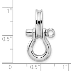 De-Ani Sterling Silver Rhodium-Plated 3D Medium Shackle Link with Pulley Pendant