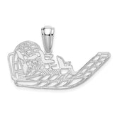 De-Ani Sterling Silver Rhodium-Plated Polished Cut-Out Flat Airboat Pendant