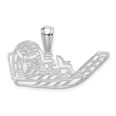 De-Ani Sterling Silver Rhodium-Plated Polished Cut-Out Flat Airboat Pendant