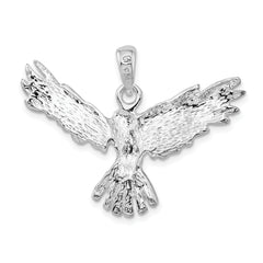 De-Ani Sterling Silver Rhodium-Plated Polished Flying Eagle Pendant