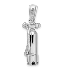De-Ani Sterling Silver Rhodium-Plated 3D Single Scuba Tank with Hose Pendant
