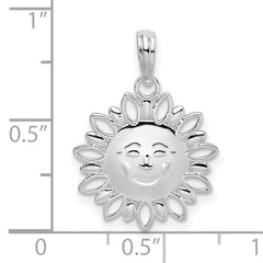 De-Ani Sterling Silver Rhodium-Plated Polished Smiling Sun Pendant