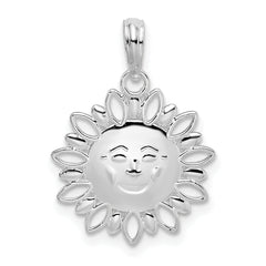 De-Ani Sterling Silver Rhodium-Plated Polished Smiling Sun Pendant