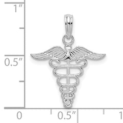 De-Ani Sterling Silver Rhodium-plated Polished Cut-Out Caduceus Pendant