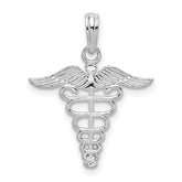 De-Ani Sterling Silver Rhodium-plated Polished Cut-Out Caduceus Pendant