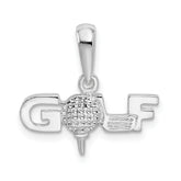 De-Ani Sterling Silver Rhodium-Plated Polished GOLF Tee and Club Pendant