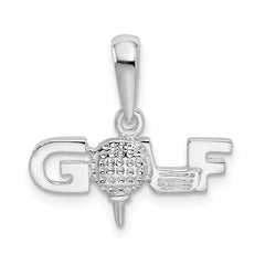 De-Ani Sterling Silver Rhodium-Plated Polished GOLF Tee and Club Pendant