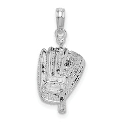 De-Ani Sterling Silver Rhodium-Plated Polished 3D Baseball / Bat / Glove Pendant