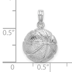 De-Ani Sterling Silver Rhodium-Plated Polished Basketball Pendant