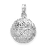De-Ani Sterling Silver Rhodium-Plated Polished Basketball Pendant