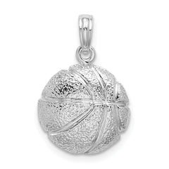 De-Ani Sterling Silver Rhodium-Plated Polished Basketball Pendant