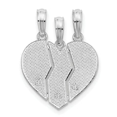 De-Ani Sterling Silver Rhodium-plated Textured Big Sis / Mom / Lil Sis Break Apart Pendant