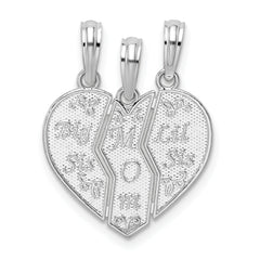 De-Ani Sterling Silver Rhodium-plated Textured Big Sis / Mom / Lil Sis Break Apart Pendant