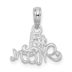 De-Ani Sterling Silver Rhodium-plated Polished #1 MOM Script Pendant