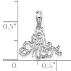 De-Ani Sterling Silver Rhodium-plated Polished #1 MOM Script Pendant